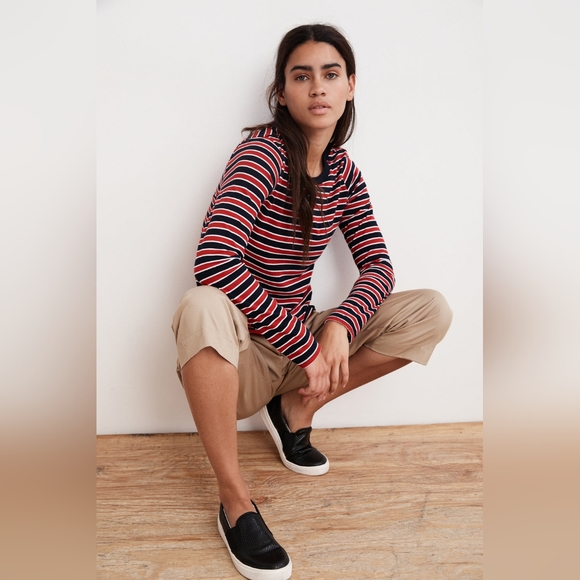 Velvet by Graham & Spencer Arty Knit Stripe Crew Neck Top In Multi - Picture 5 of 12